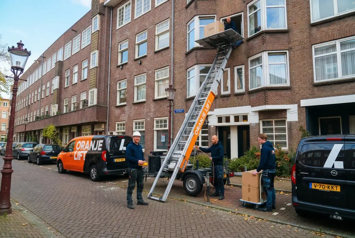 Aanhangerlift in smalle straat Zwolle