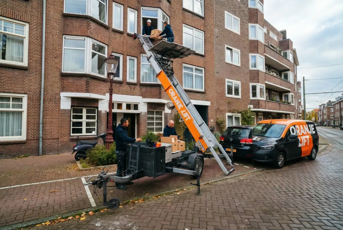Verhuislift in actie bij woning in Zwolle