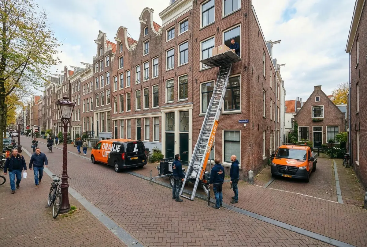 Aanhangerlift in smalle straat Zwolle
